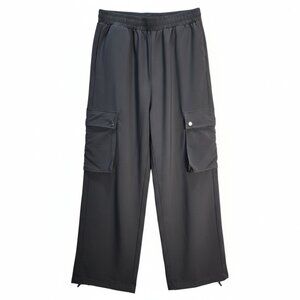 NWOT | Gray Wide Leg Cargo Pants Drawstring Elastic Waist Bottom Ties | Small